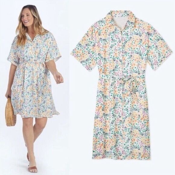 Summersalt The Do It All Belted Shirtdress in Wildflower Fields Print Size XL - Picture 9 of 13